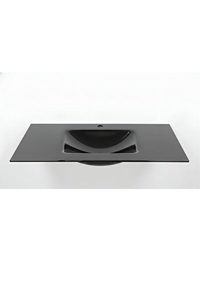 Vetrola Siyah Krokan Cam Lavabo Batarya Delikli 65X46 cm