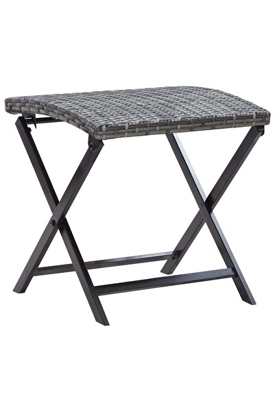 vidaxl Folding Stool Poly Rattan Grey