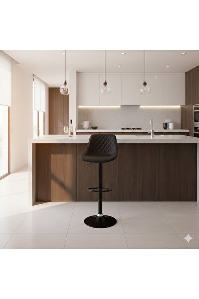 co arma Adjustable black bar stool with footrest - Modern swivel chair - 112X...