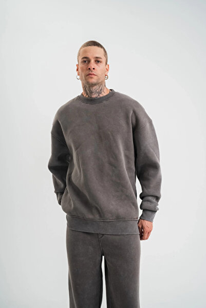 BLACK MODBLACK Lenisa Lenisa Lenisa Men's 3-Ply Cotton Oil-Washed Sweatshirt ...
