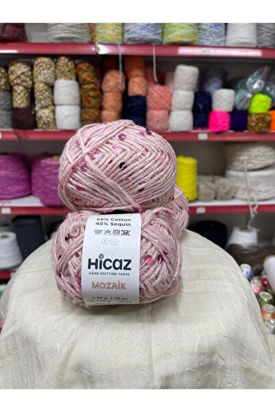 HİCAZ YARN Moher İri Pullu PEMBE Çanta/ Örgü ipi Yumaklar 50 gr x 2= 100 gr