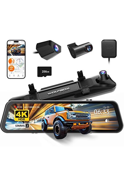 WOLFBOX كاميرا G900 Tripro Cabin Version ثلاثية القنوات بدقة 4K للمرآة الخلفي...