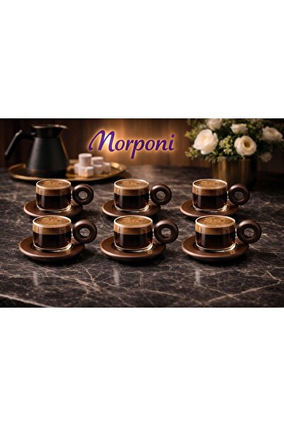 Qerhome 6-Piece Borosilicate Glass Turkish Coffee Cup with Acacia Handle and ...