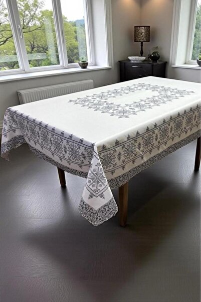 Çeyiz Diyarı Față de masă Asude Dertsiz 140x180 cm Gri