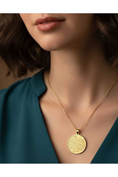 Miyoste Sevgililer Gününe Özel Gold Renk Ayetel Kürsi Kolye
