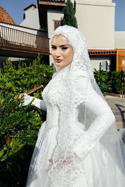 Butik İŞLİ FRANSIZ DANTELLİ A KESİM KORSAJLI GELİNLİK