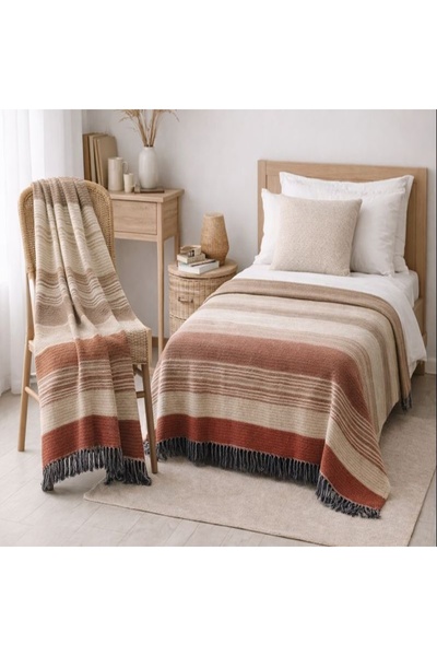 AKSU Allday Çift Kişilik Pamuklu Battaniye ve Hediyesi Tv Battaniye 2'li Set ...