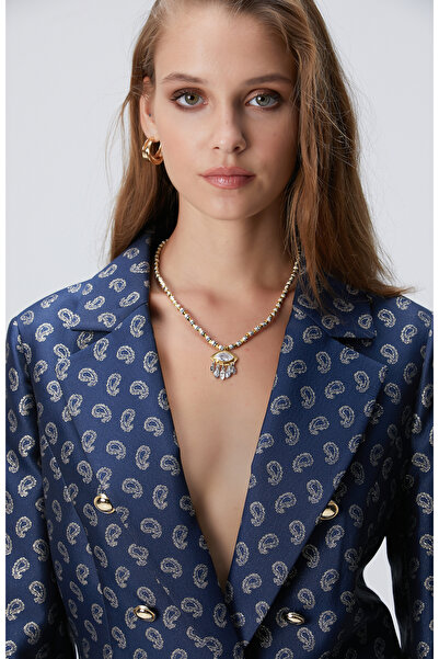 Network Silver Gold Doğal Taşlı Kadın Kolye