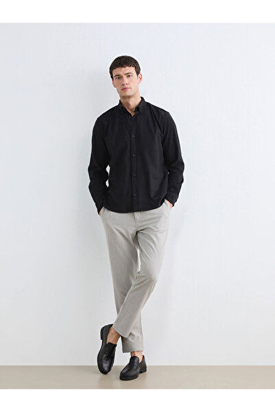 LC Waikiki Gray Regular Waist Slim Fit Patterned Men's Trousers