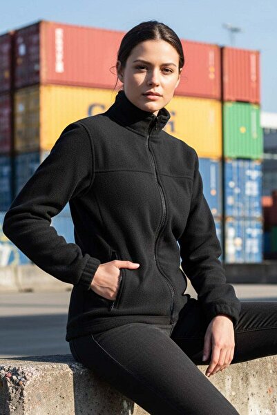 RIMECK Women's jacket, polar fleece sweatshirt, black, with zipper, for women