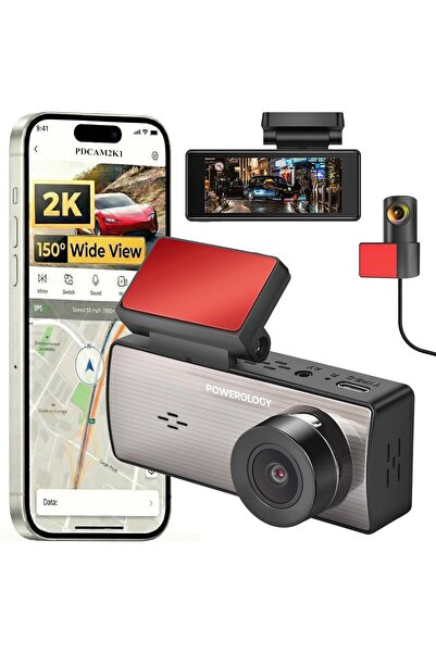 Powerology كاميرا تسجيل مزدوجة للسيارة