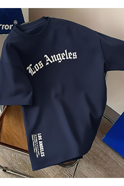 Let's Wear Los Angeles Patterned Regular Fit 100% Cotton Tshirt for Men