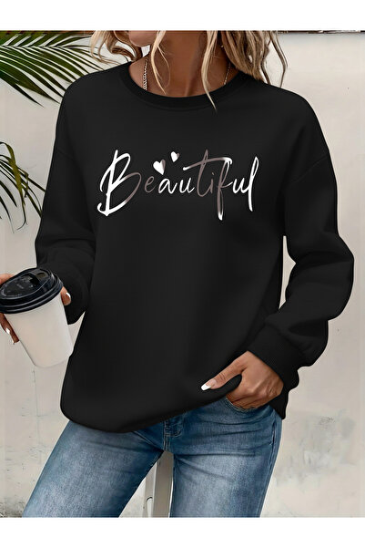 Deocept سويت شيرت نسائي مطبوع برقبة دائرية مريح ومريح