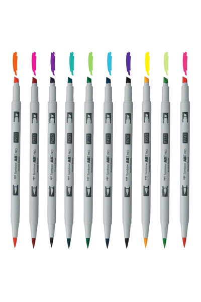 Tombow AB-TP PRO Dual Brush Pen Grafik Kalemi 10'lu Bundle Parlak Renkler