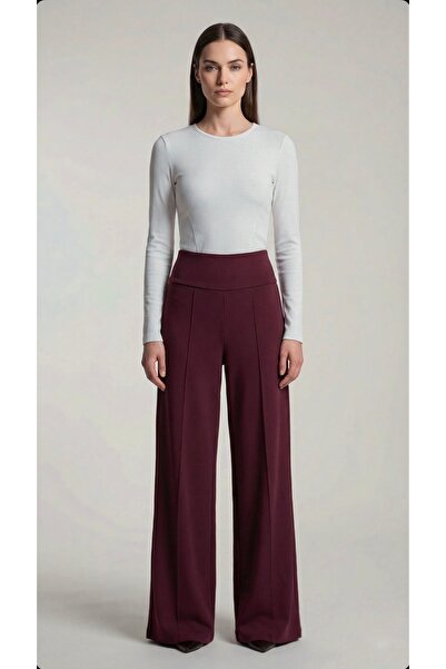 HAFSA Modal Kumaş Yüksek Bel Geniş Paça Pantolon