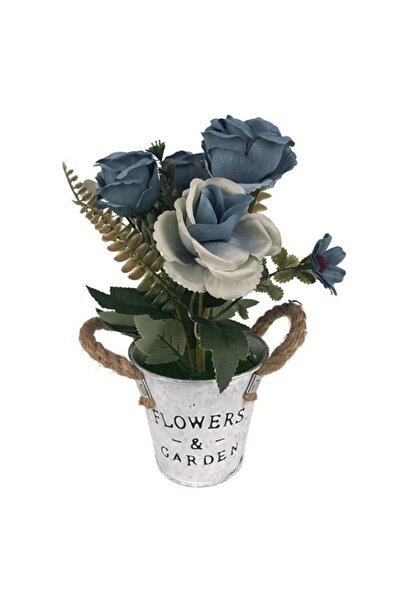 OEM Jardinieră metalică în formă de găleată cu mânere din frânghie și bujori ...