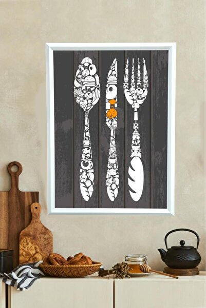 LUXRN Tablou de perete înrămat cu tematică de bucătărie, laminat, înrămat, mo...