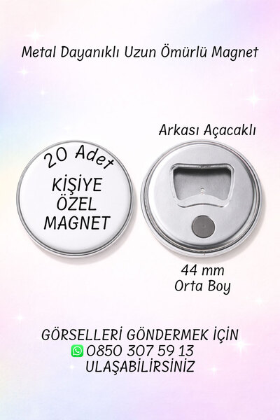 20 Personalized 44mm Magnet Opener-Metal Opener Magnet, Party / Event Gift