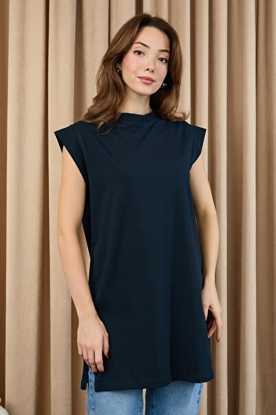 Soul Women's Basic Sleeveless T-Shirt - 30725Tun - Navy