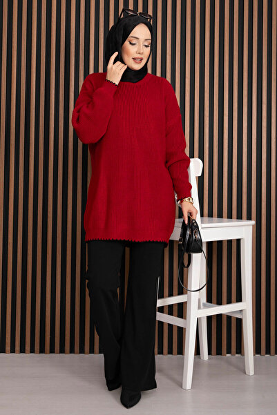 EBRUTESETTÜR Ribbed Oversized Knitwear Sweater Red