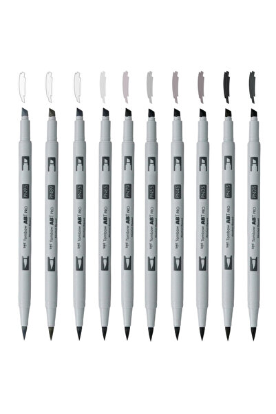 Tombow AB-TP PRO Dual Brush Pen Grafik Kalemi 10'lu Bundle Gri Renkler