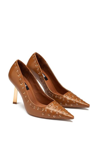 Dedos حذاء نسائي بكعب عالٍ من الجلد مضفر خاص للسهرات 320