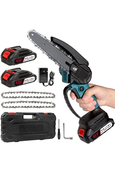 NO BRAND Drujba Fierastrau cu 2 Acumulator 48V, lama 6 inch/15 cm, 2 lanturi,...