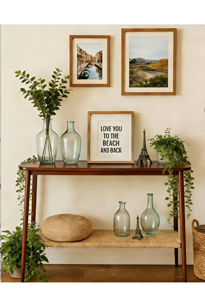 Bleco طاولة جانبية خشبية بأرفف منسوجة، أبعادها 121×41×76 سم - طاولة جانبية لر...