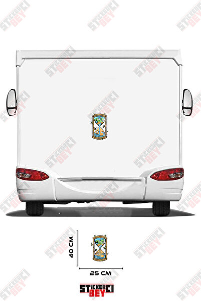 STİCKERCI BEY ملصق تزيين للعربات المتنقلة بنمط الساعة الرملية مع تصميم البحر ...