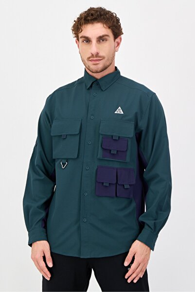 Nike x Acg Men Dri Fit Long Sleeve Outdoor Jacket Shirt, Green