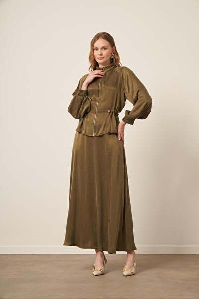 FTZ WOMEN Kadın İpek Cupra Etekli Takım Haki 31158