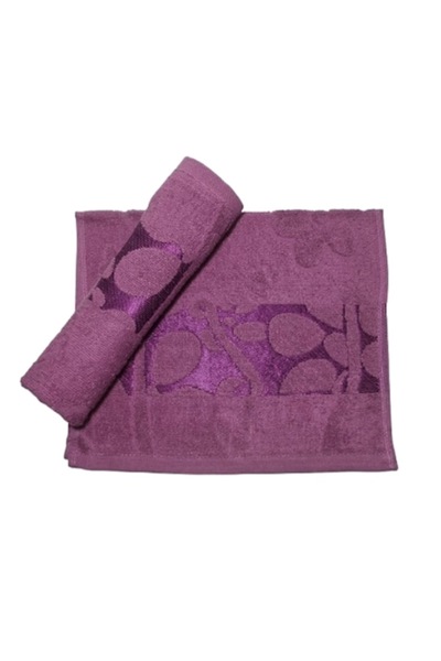 OEM Set prosoape de mână, bumbac, model floral 3D, 420g/m², violet, 30x50cm, ...