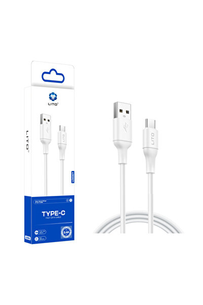 VU-TEK Lito - Data Cable (LD06T) - USB to Type-C, 2.4A, PVC, 1m - White