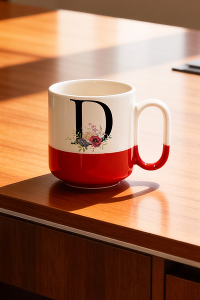 BB TRADE Letter D Designed Ceramic Printed Pro Mug Cup 330ml