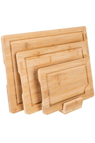 zola Set of 3 bamboo choppers with stand, different sizes, 38x25 /30.5x20.3 /...