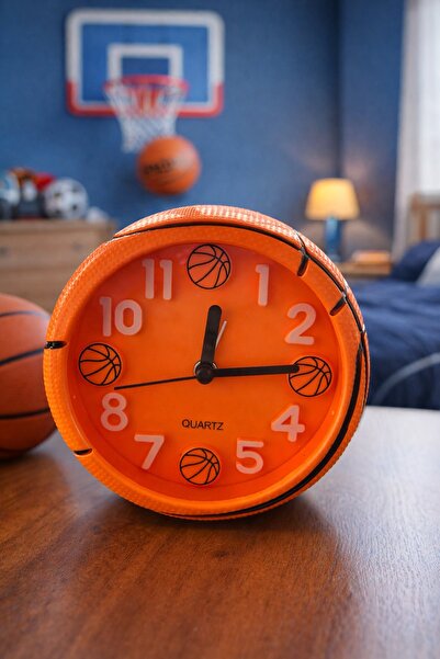 TAKIŞTIR Turuncu Renk Basketbol Topu Figürlü Mini Dekoratif Alarmlı Yuvarlak ...