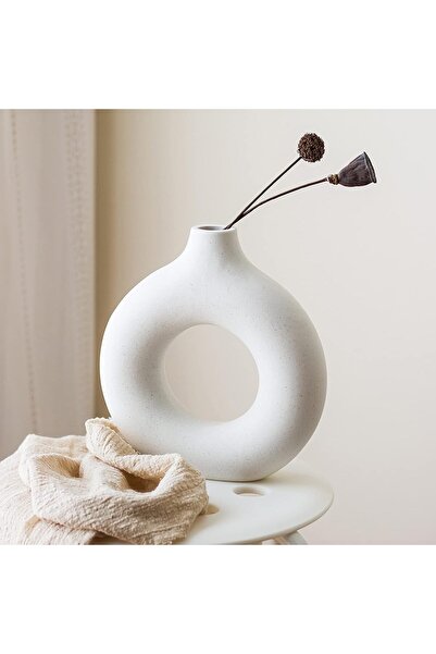 Arabest White Ceramic Vase Modern Home Decor,Round Matte Minimalist Nordic Bo...
