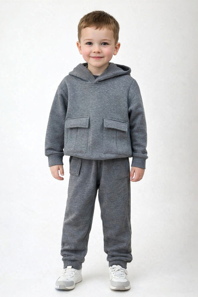 Pufiko Kids Gray Fleece-Lined Unisex Set