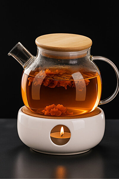 h homerest إبريق شاي زجاجي مقاوم للحرارة من البوروسيليكات (1000 مل) مع غطاء م...