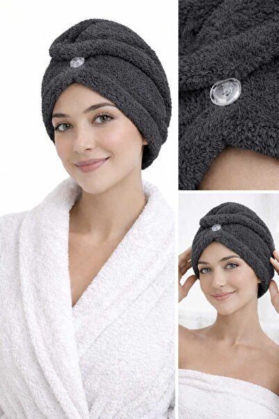 CASPARA Șapcă de păr pentru femei / Prosop de păr elastic, cu nasturi, microf...