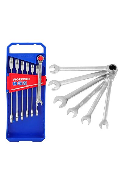 Workpro Wp202511 Cr-V 7 Piece Ratchet Professional Combination Wrench Set