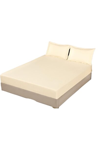 OEM Cuvertură de pat și 2 fețe de pernă cu elastic, damasc, 2 persoane, uni, ...