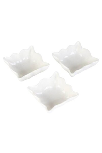 OEM Set of Saucer, Ceramic, Wavy Design, 3 Pieces, White