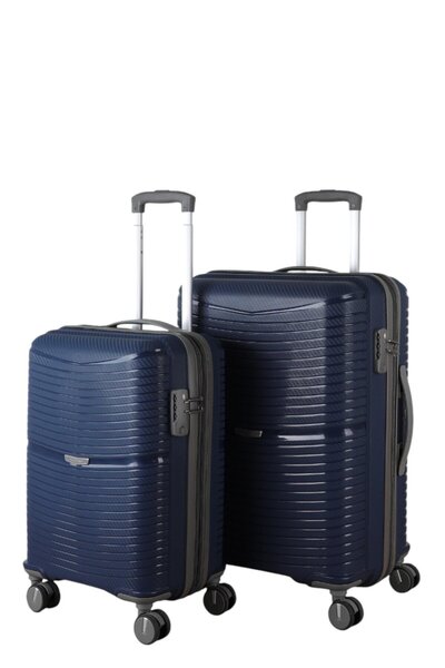 MÇS V379 AURA Y.ÜRETİM PP VALİZ 55 CM + 65 CM KEMİK/GRİ SET