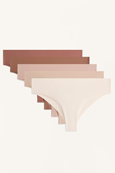 Oysho 5'li görünmez poliamid karışımlı Brezilya modeli külot