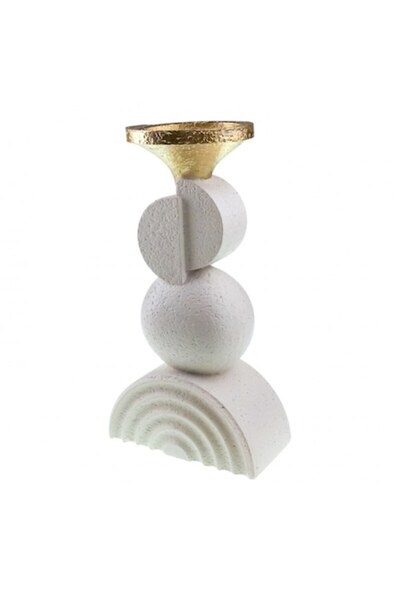 OEM Modern Resin Candle Holder 15x28 cm White