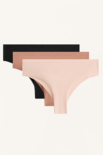 Oysho 3'lü Logo detaylı Brezilya modeli poliamit karışımlı külot