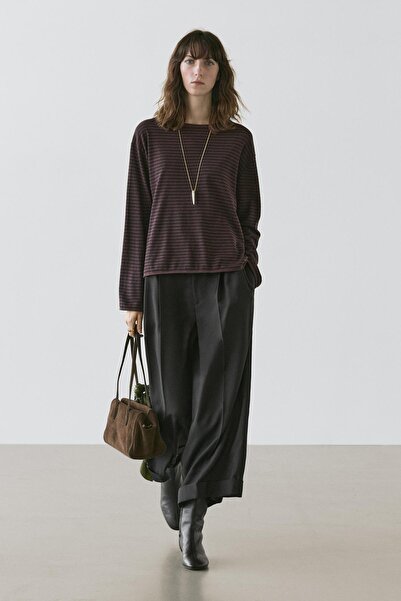 Massimo Dutti Pamuklu çizgili triko kazak