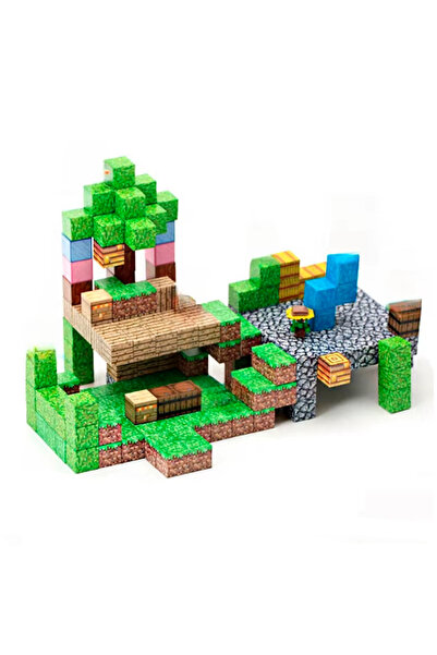 MINECRAFT Set cuburi magnetice tip – Module World, 80 piese cu accesorii