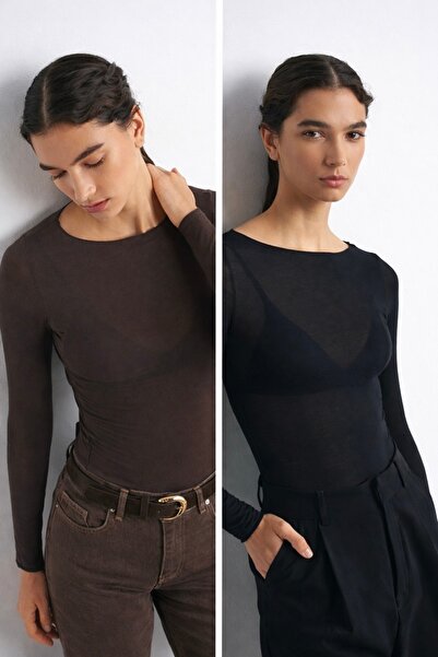 Noi Belis Boat Neck Modal Cashmere Ultra Light Knitted Blouse Aw25Bz0003